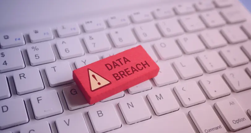 data breach icon on a keyboard